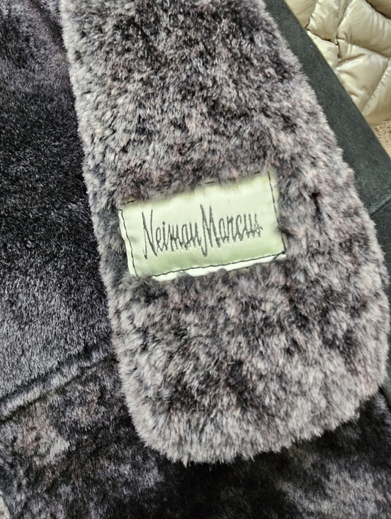 Jekel Vintage Black Sheepskin Suede Shearling Coat with Fur Lining Size 12 - Picture 11 of 12